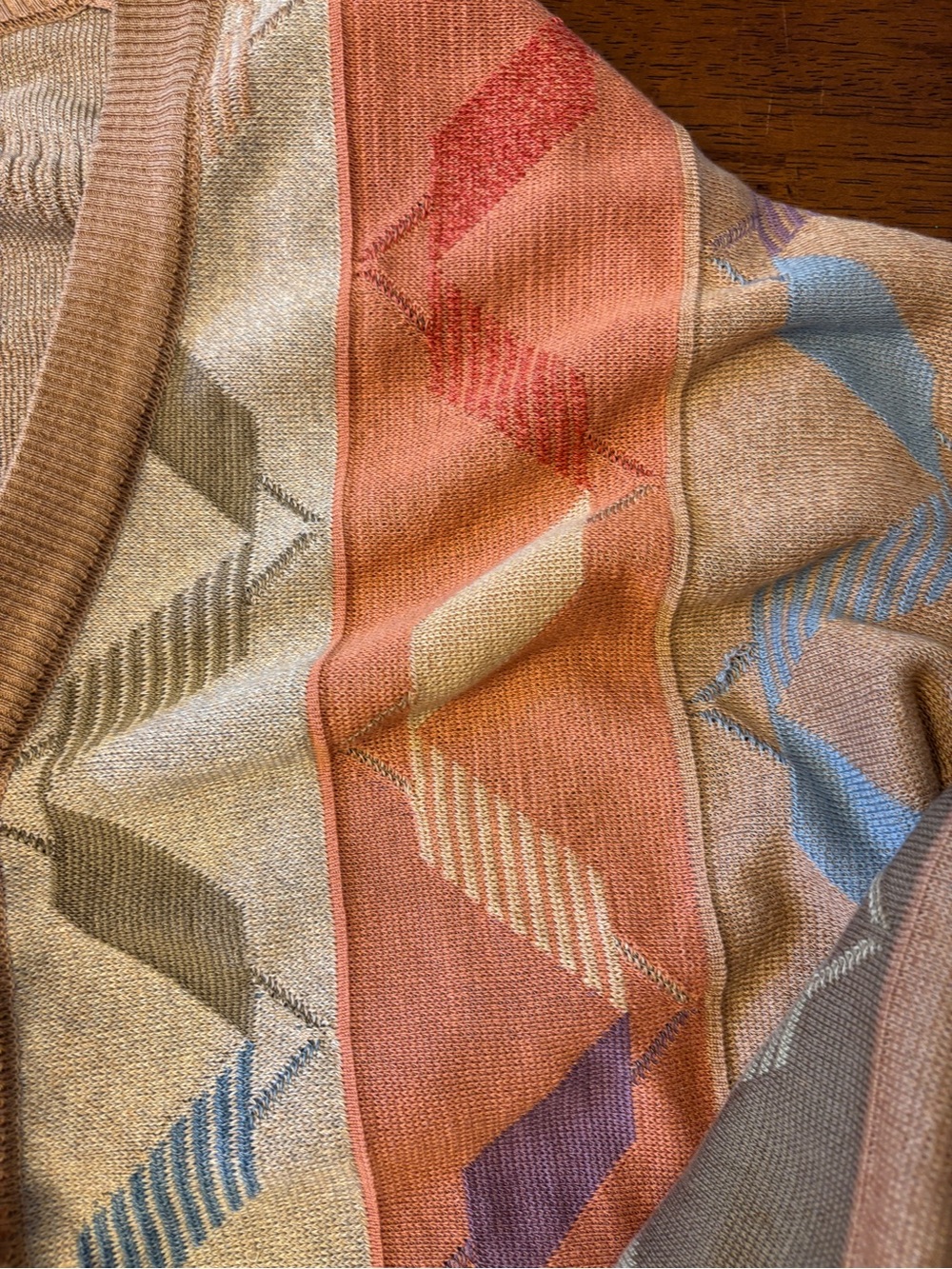 St Croix Men's V-Neck Button Cardigan Sweater in Tan Multi color large vintage - Picture 8 of 10